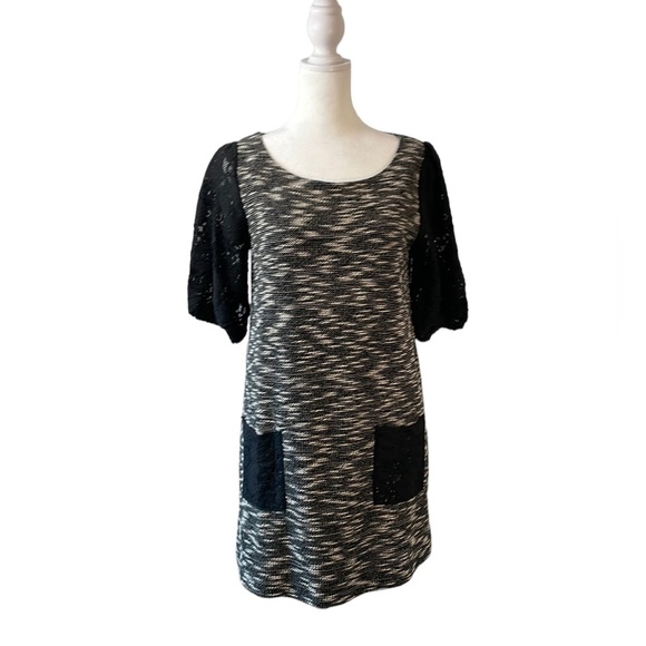 Anthropologie Dresses & Skirts - Anthropologie Dress Knit by Postmark Scoop Neck Black White Small Y2K